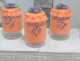 Conjunto com 3 potes de vidro com decoração em E.V.A